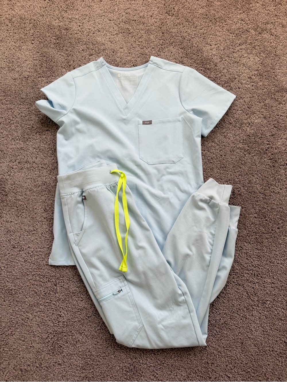 Figs Light Blue Catarina Scrub Top & Joggers Set
